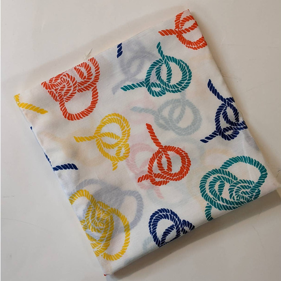 Vintage Multi-Color Rope Knots Novelty Print Fabric, Nautical Themed CW Fabric - Picture 1 of 6